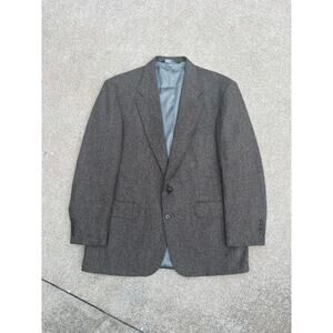 Vtg Lands' End Jacket Men Size 42R Gray Lambs Wool/Wool Tweed Two Button Blazer